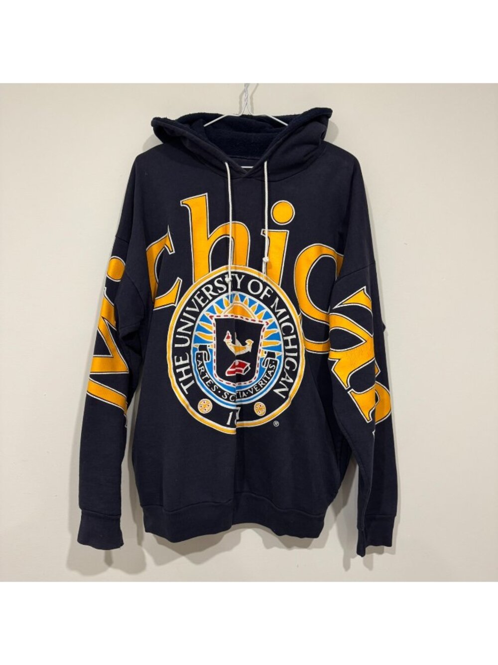 Vintage 1990s University of Michigan AOP All Over Print Hoodie Size XL